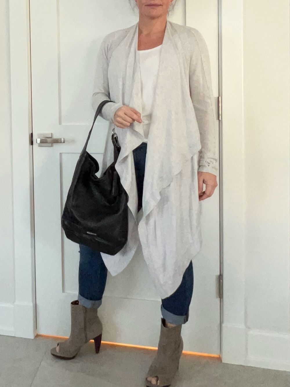 Lululemon Light Gray Draped Open-Front Sweater